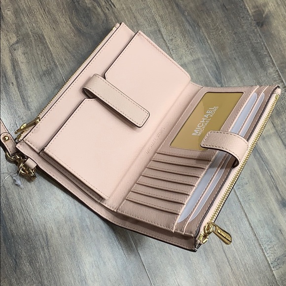 MICHAEL KORS LG DOUBLE ZIP WRISTLET BALLET POWDER BLUSH NWT - Picture 11 of 15